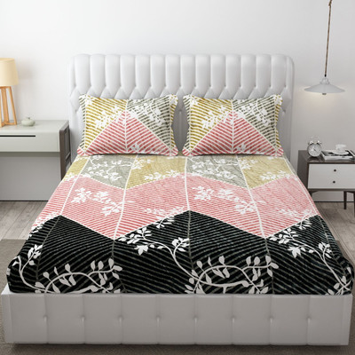 DECORHUT FAB Velvet King Fitted (Elastic) 300 TC Floral Bedsheet(Pack of 1, Multicolor)