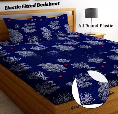 Ethe Home Cotton Double Fitted (Elastic) 280 TC Printed Bedsheet(Pack of 1, Multicolor)