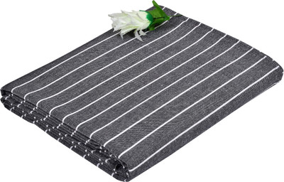 CRAZYWEAVES 400 TC Cotton Single Striped Flat Bedsheet(Pack of 1, Grey)