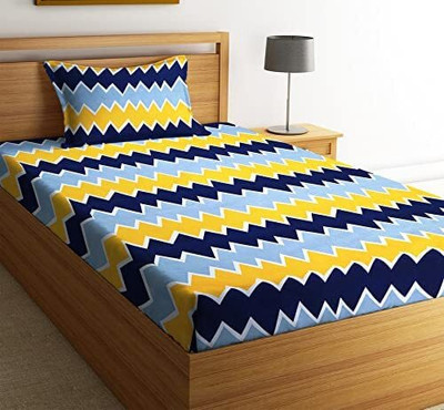 AAZEEM 180 TC Microfiber Single Printed Flat Bedsheet(Pack of 1, Yellow)