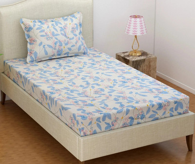 VAS COLLECTIONS 160 TC Cotton Single Printed Flat Bedsheet(Pack of 1, White)