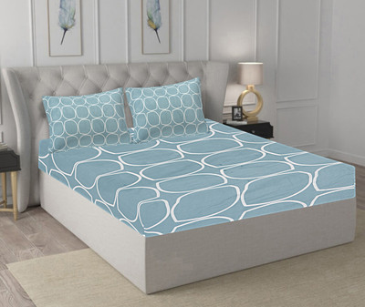 INDHOME LIFE 210 TC Cotton King Abstract Fitted (Elastic) Bedsheet(Pack of 1, Multicolor)