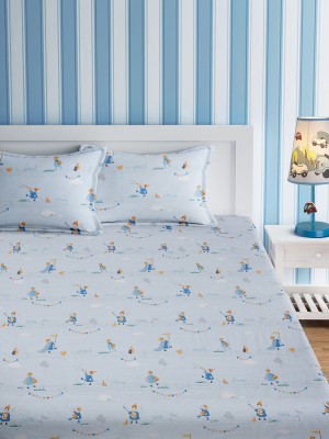 URBAN DREAM 200 TC Cotton Double Cartoon Flat Bedsheet(Pack of 1, Blue)