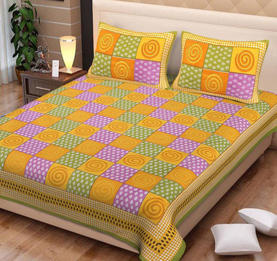 PALANG SHOBHA Cotton King Flat 151 TC 3D Printed Bedsheet(Pack of 1, Multicolor)