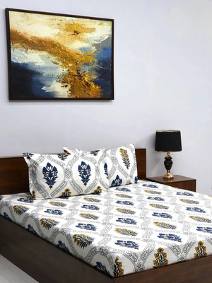 Bombay Dyeing Microfiber Double Flat 164 TC Floral Bedsheet(Pack of 1, White)