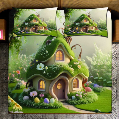 Skytex Cotton Blend Super King Flat 150 TC Printed Bedsheet(Pack of 1, Green)