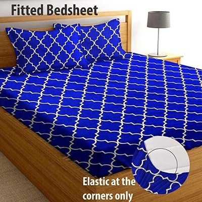 CRAFTS HUB 180 TC Microfiber Double Checkered Fitted (Elastic) Bedsheet(Pack of 1, Multicolor)