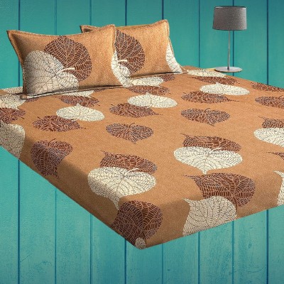 HOMYBEES 240 TC Cotton King Printed Flat Bedsheet(Pack of 1, Brown)