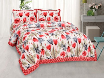 FABRICRAJA 210 TC Cotton King Floral Flat Bedsheet(Pack of 1, Multicolor)