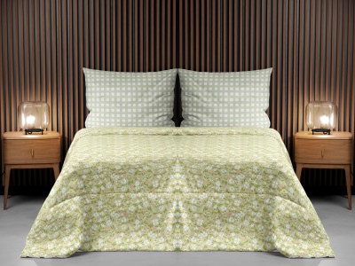 Vintana 180 TC Cotton King Floral Flat Bedsheet(Pack of 1, Green)