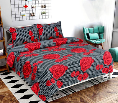 PROZONE 144 TC Polycotton Double Printed Flat Bedsheet(Pack of 1, Design 23)