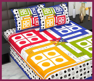 JAIPUR PRINTS Cotton Double Flat 210 TC Jaipuri Prints Bedsheet(Pack of 1, Blue)