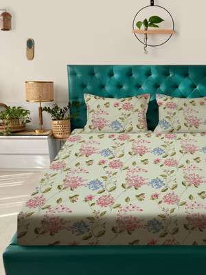 ROSARA HOME Microfiber Queen Flat 180 TC Printed Bedsheet(Pack of 1, Multicolor7)