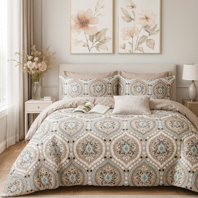 ELEGANT WEAVERS Microfiber Double Flat 144 TC Printed Bedsheet(Pack of 1, Grey)
