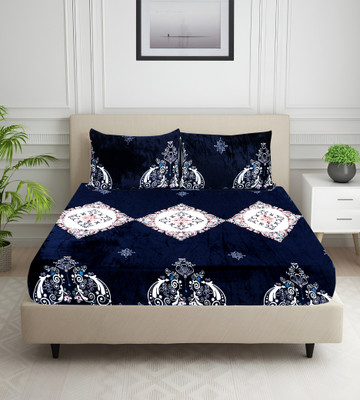 TerryFox Woolen King Fitted (Elastic) 350 TC Printed Bedsheet(Pack of 1, Multicolor)