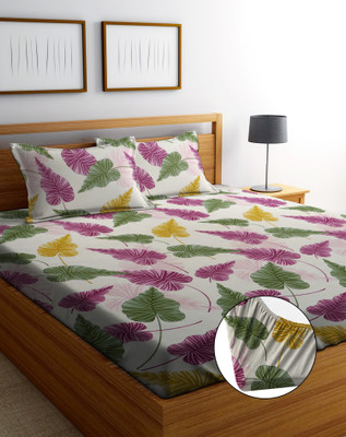Amrange 210 TC Microfiber King Floral Fitted (Elastic) Bedsheet(Pack of 1, Multicolor)