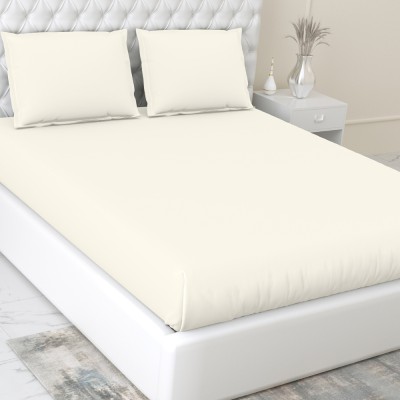 haus & kinder 300 TC Cotton King Solid Flat Bedsheet(Pack of 1, Ivory)