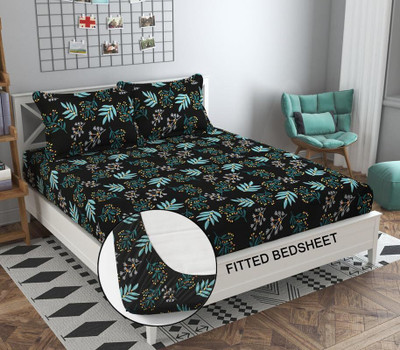 Damac 180 TC Microfiber Double Floral Fitted (Elastic) Bedsheet(Pack of 1, Multicolor)