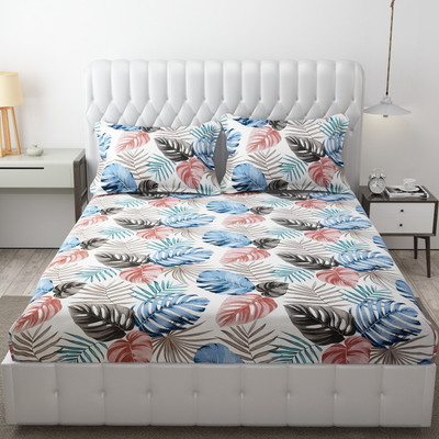 Freshfromloom 144 TC Microfiber Double Printed Flat Bedsheet(Pack of 1, BBM White)