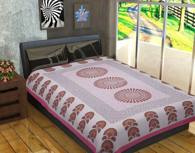 E ELMA Cotton Single Flat 240 TC Floral Bedsheet(Pack of 1, Pink)