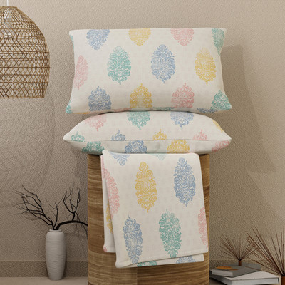 Layers Cotton Double Flat 144 TC Printed Bedsheet(Pack of 1, Multicolor)