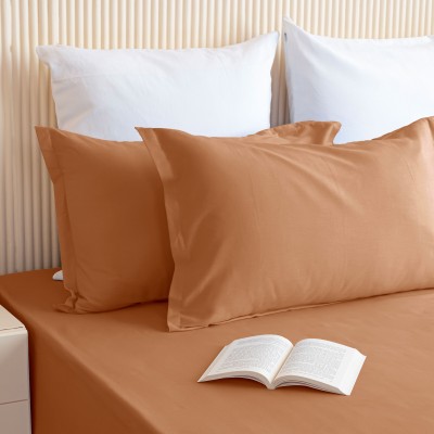 HOMEMONDE Plain Pillows Cover(Pack of 2, 71 cm*45 cm, Brown)