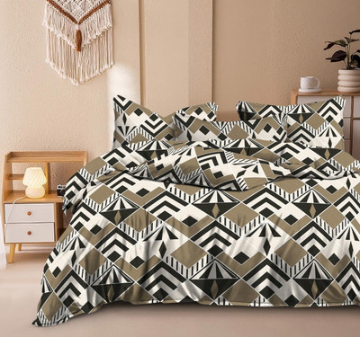 AVINYA 210 TC Cotton King Floral Fitted (Elastic) Bedsheet(Pack of 1, Oliv)