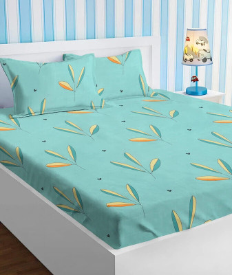 VAS COLLECTIONS Cotton Queen Flat 144 TC Printed Bedsheet(Pack of 1, Pastle Green)