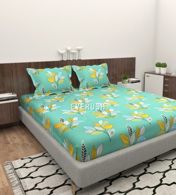 Everlush 260 TC Cotton Double Geometric Fitted (Elastic) Bedsheet(Pack of 1, Yellow)