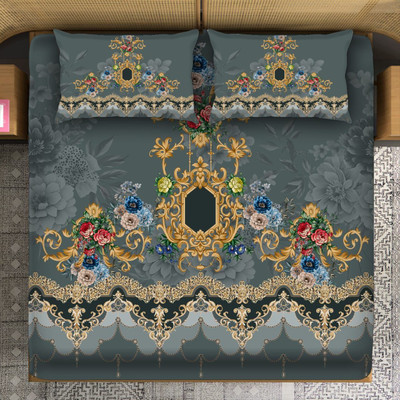 Home Sazawat Polycotton King Flat 390 TC Printed Bedsheet(Pack of 1, KING_Diamond_S1)