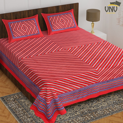 VNV Creation 144 TC Cotton Double Printed Flat Bedsheet(Pack of 1, Red)