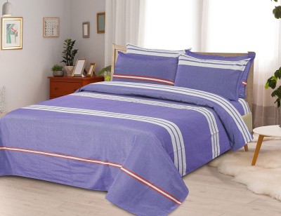 Nine Living 210 TC Polycotton Double Striped Flat Bedsheet(Pack of 1, Purple)