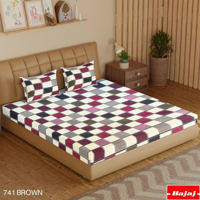 Vishwakarma Enterprises Cotton Double Flat 220 TC Checkered Bedsheet(Pack of 1, Maroon)