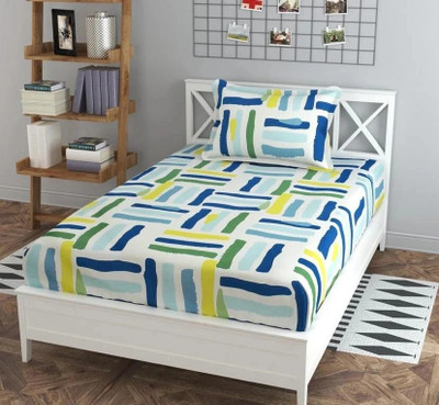SRD 120 TC Cotton Single Printed Flat Bedsheet(Pack of 1, Grey)