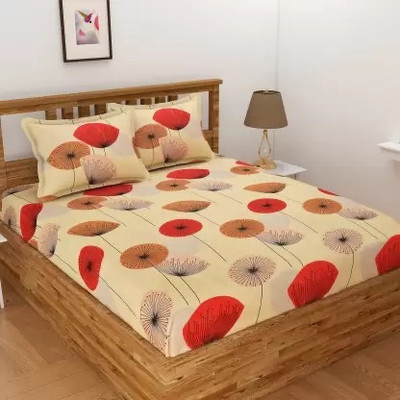 jim-Dandy 160 TC Polycotton Double 3D Printed Flat Bedsheet(Pack of 1, cofee)