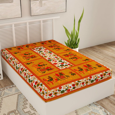 Unique Choice 220 TC Cotton Single Self Design Flat Bedsheet(Pack of 1, Multicolor)