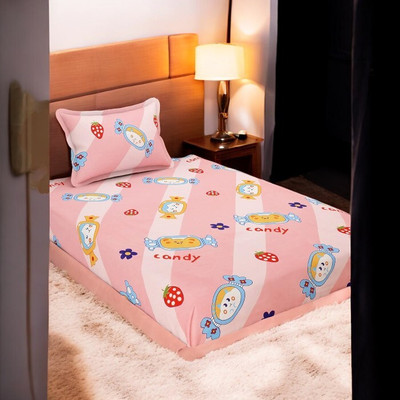 HOMYBEES 110 TC Polyester Single Abstract Flat Bedsheet(Pack of 1, Maroon)