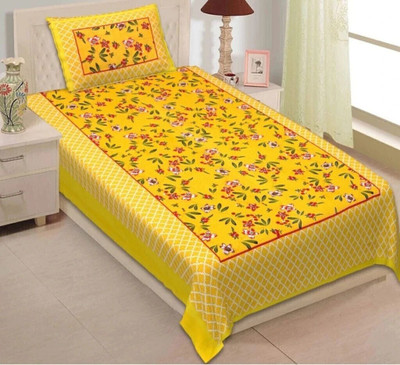 SOFTCOT Cotton Single Flat 144 TC Jaipuri Prints Bedsheet(Pack of 1, Multicolor)