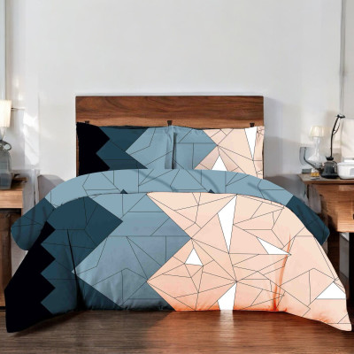 Tdot Creations 260 TC Cotton King Printed Flat Bedsheet(Pack of 1, Beige / Grey 10)