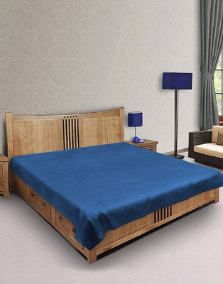 Trends Tracker 210 TC Polyester Double Solid Flat Bedsheet(Pack of 1, Blue)