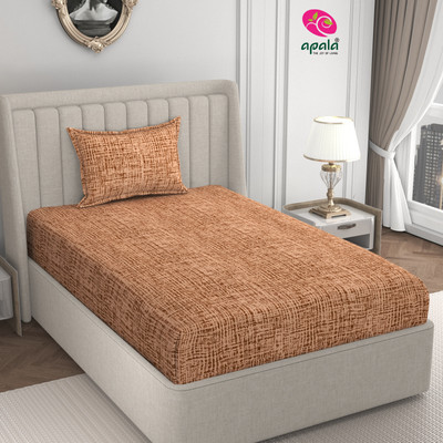 Apala 280 TC Microfiber Single Printed Flat Bedsheet(Pack of 1, Beige)