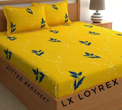 LX LOYREX Cotton Double Fitted (Elastic) 250 TC Floral Bedsheet(Pack of 1, Multicolor)