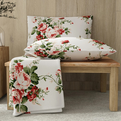 Layers Cotton Blend Double Flat 225 TC Floral Bedsheet(Pack of 1, Multicolor)