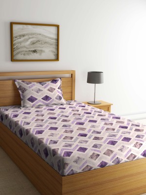 Klotthe 400 TC Cotton Single Printed Flat Bedsheet(Pack of 1, Geometric Purple)