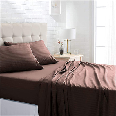 NEWMADHU 250 TC Cotton Double Solid Flat Bedsheet(Pack of 1, Brown)