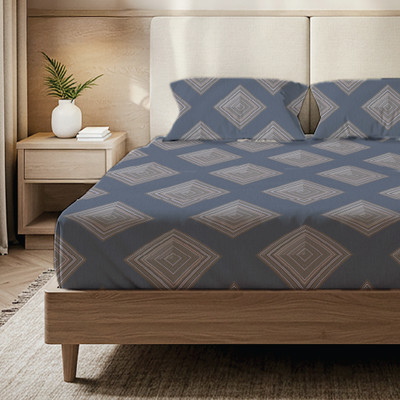 Urban Space Microfiber Double Flat 200 TC Floral Bedsheet(Pack of 1, Blue, Brown)