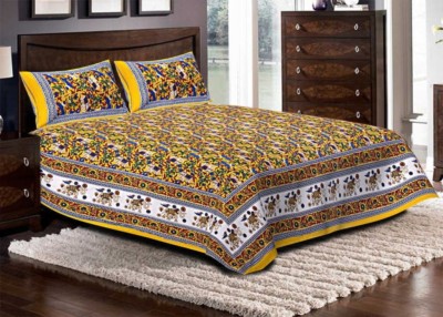 Kismat Collection Cotton King Printed Flat Bedsheet(Pack of 1, Multicolor)