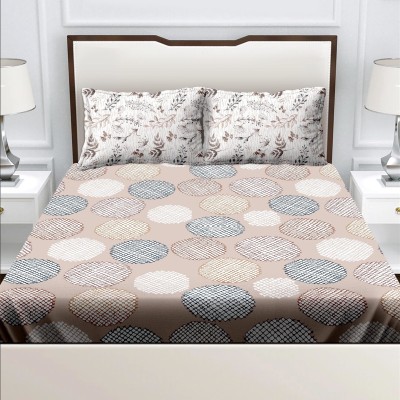 BELLA CASA 180 TC Cotton Double Abstract Flat Bedsheet(Pack of 1, Brown)