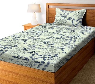 RRC 144 TC Microfiber Single Printed Fitted (Elastic) Bedsheet(Pack of 1, Brown)