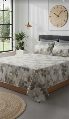 Ananta Enterprises Cotton King Flat 250 TC Printed Bedsheet(Pack of 1, Brown, Green, White)